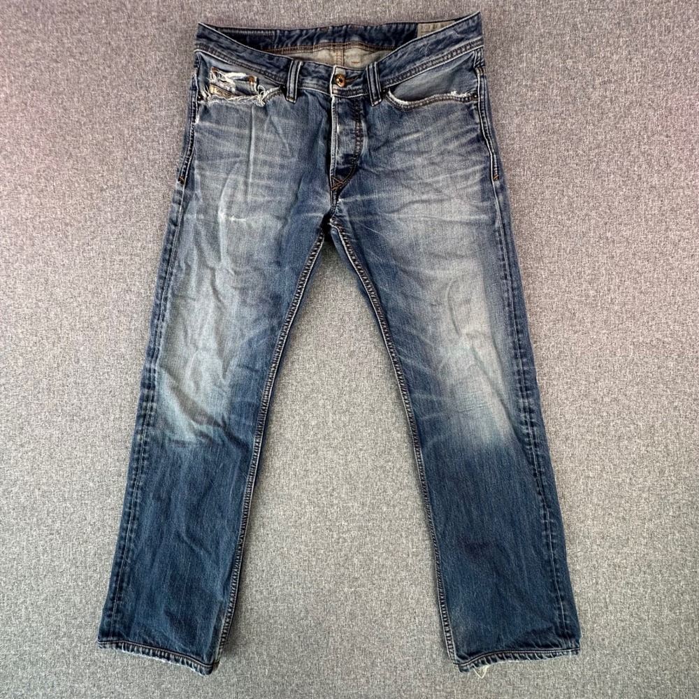 Diesel Jeans Mens 32x34 Viker Blue Regular Straight Distressed 0817G Good